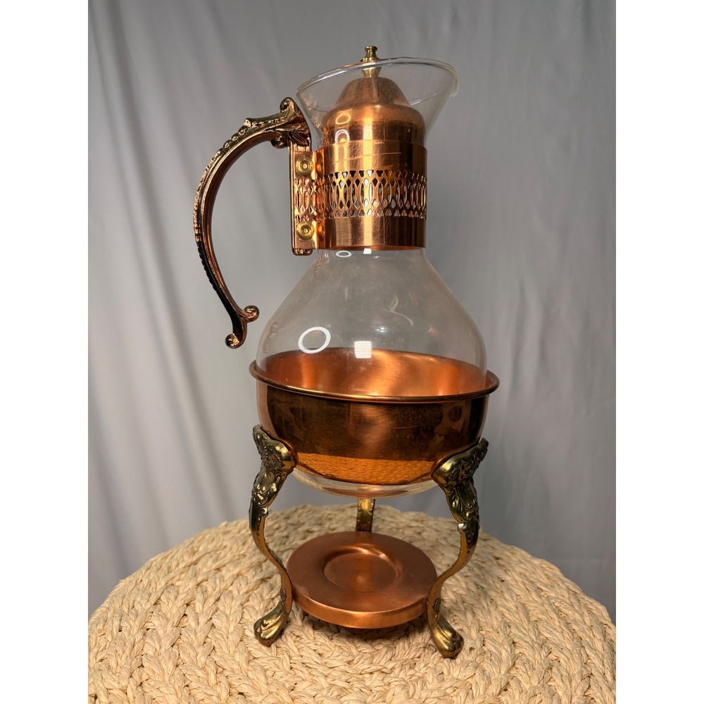 Princess House Copper and Brass Coffee Carafe with Stand